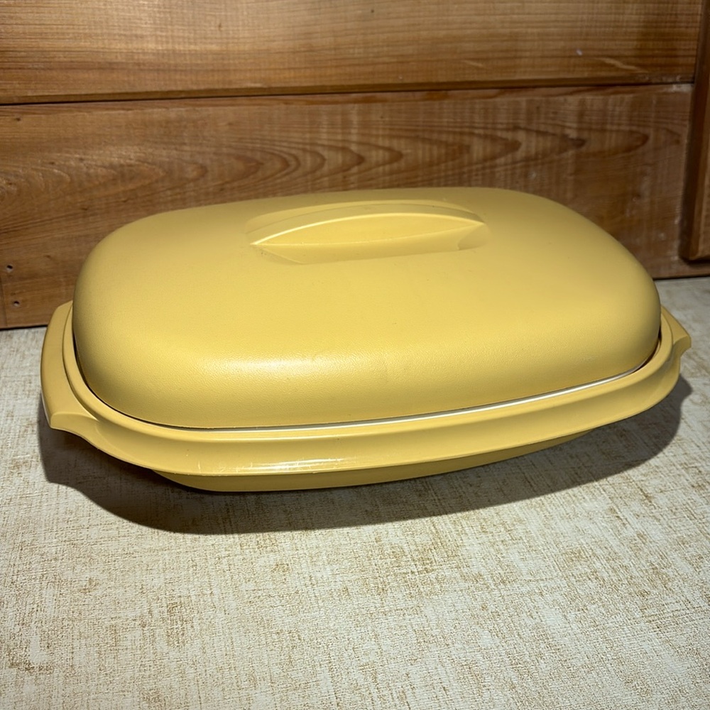 Vintage Tupperware Harvest Gold Rice Strainer/Vegetable Steamer (Microwave)-Set